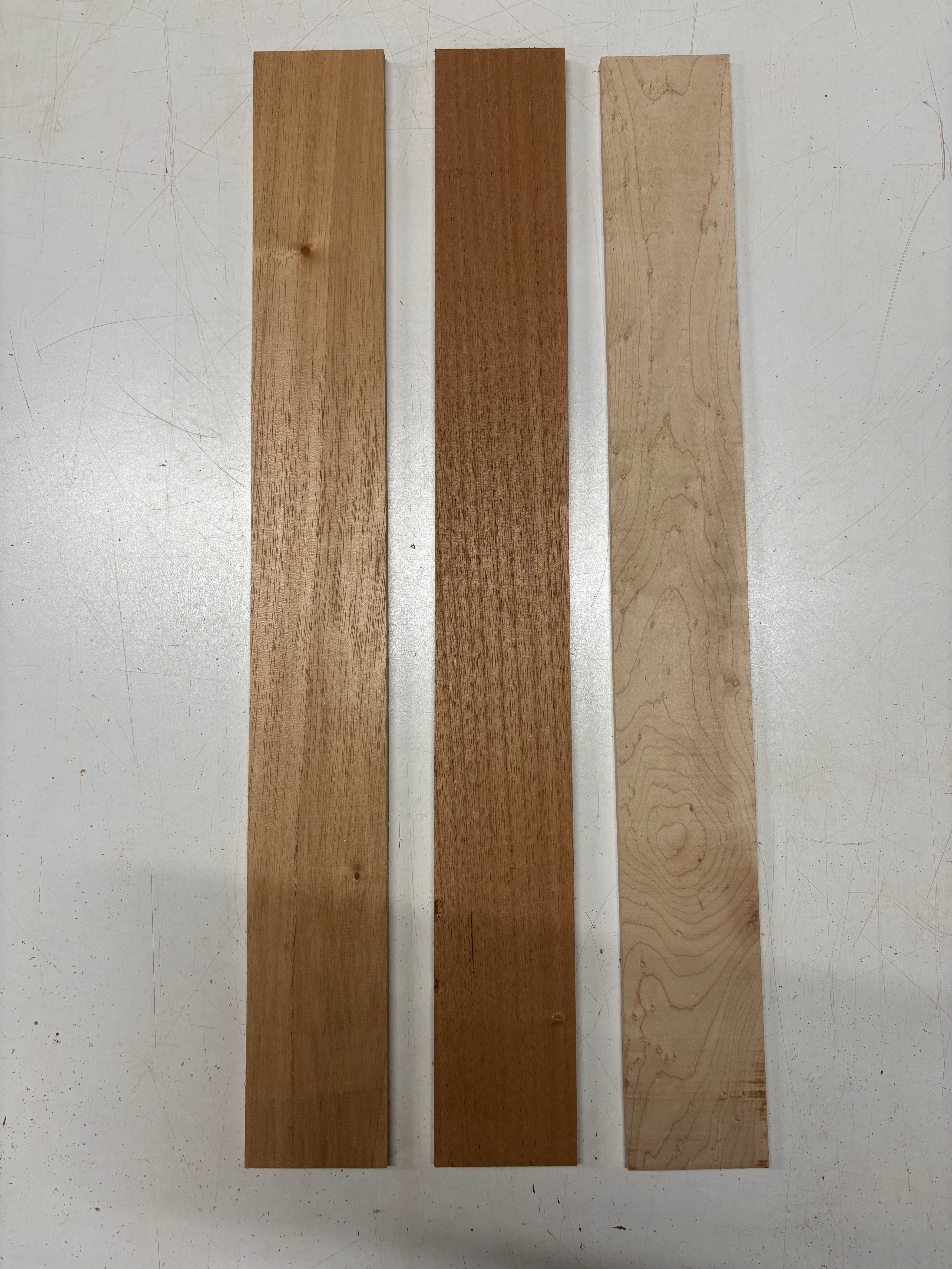 3 Pack, 2 Species Spanish Cedar + Birdseye Maple Thin Stock Lumber  #7669 - Exotic Wood Zone