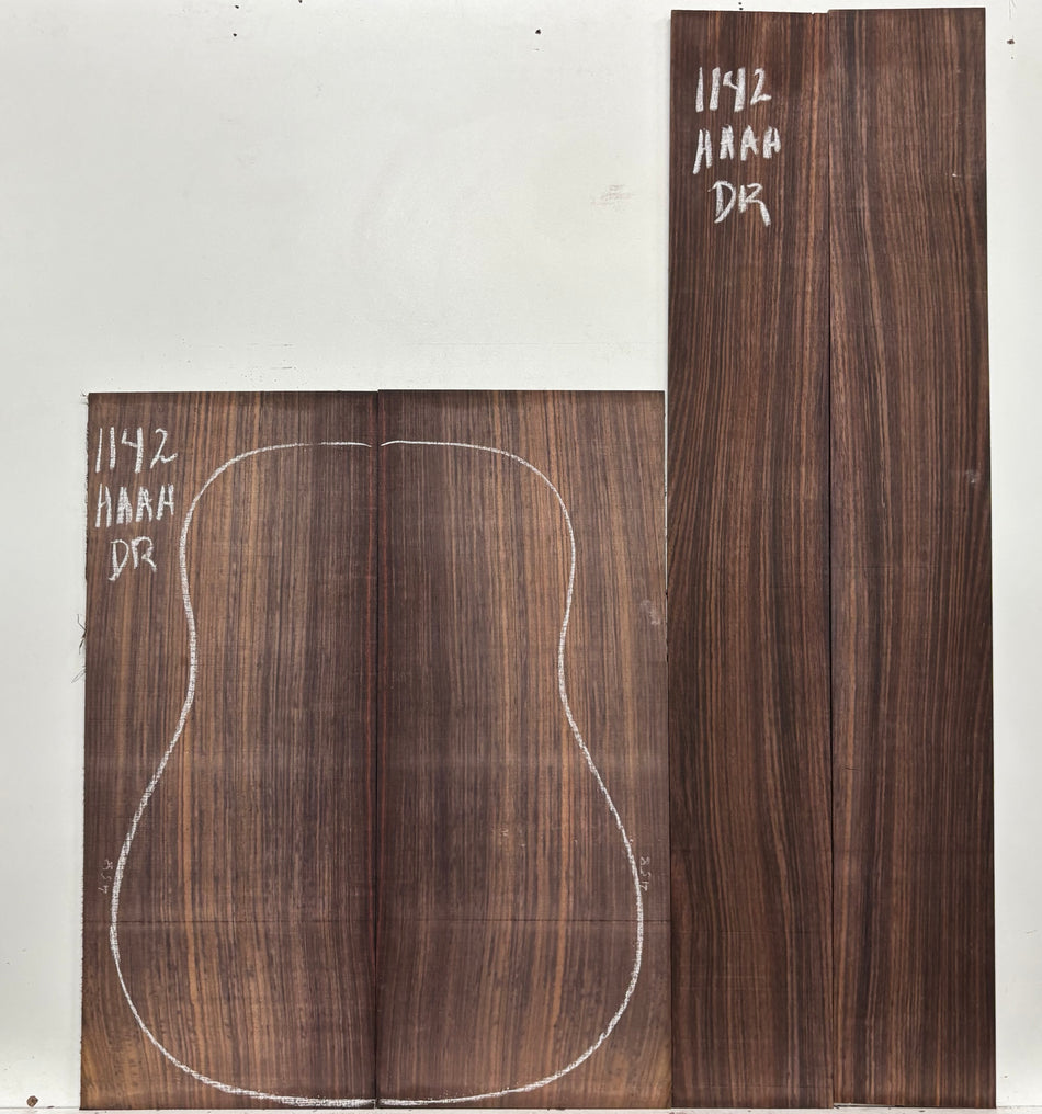 East Indian Rosewood Dreadnought AAAA Grade Guitar Back & Side Set #1142 - Exotic Wood Zone