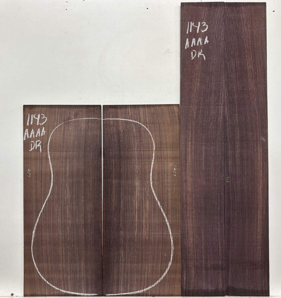 East Indian Rosewood Dreadnought AAAA Grade Guitar Back & Side Set #1143 - Exotic Wood Zone
