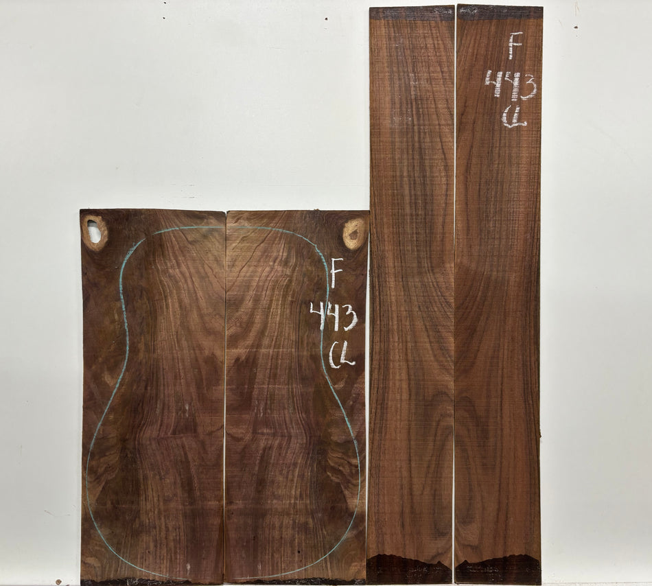 Figured Indian Rosewood Classical Guitar Back & Side Set #443