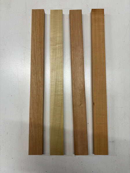 4 Pack, 2 Species Poplar + Spanish Cedar Thin Stock Lumber 22"x1-7/8"x1"#7672 - Exotic Wood Zone