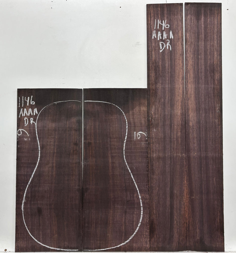 East Indian Rosewood Dreadnought AAAA Grade Guitar Back & Side Set #1146 - Exotic Wood Zone