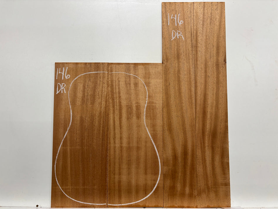 African Mahogany Dreadnought Guitar Back and Side Set #146