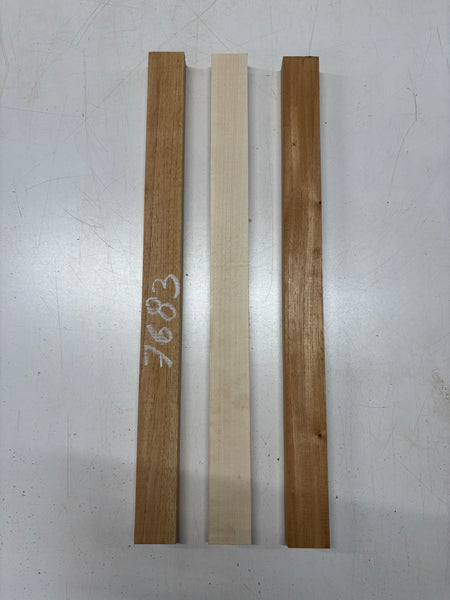 3 Pack, 2 Species Spanish Cedar + Basswood Thin Stock Lumber 24"x1-7/8"x1"#7683 - Exotic Wood Zone