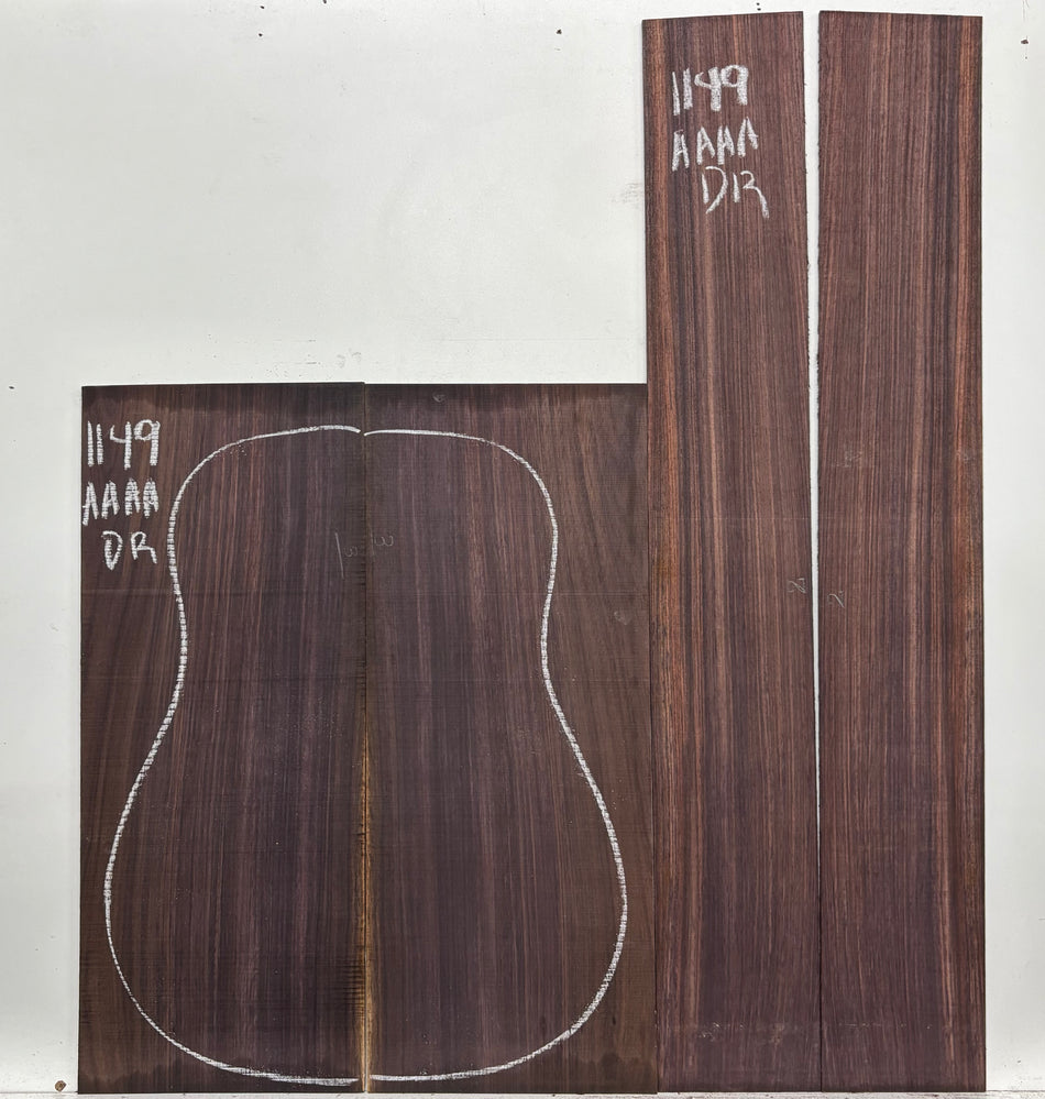 East Indian Rosewood Dreadnought AAAA Grade Guitar Back & Side Set #1149 - Exotic Wood Zone