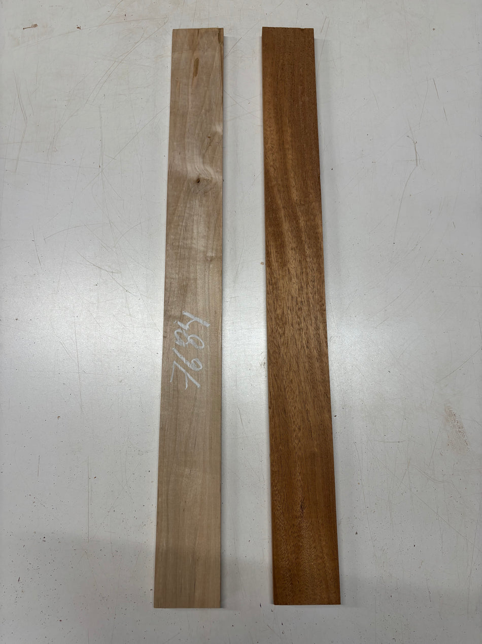 2 Pack, 2 Species Ambrosia Maple + African Mahogany Thin Stock Lumber  #7684 - Exotic Wood Zone