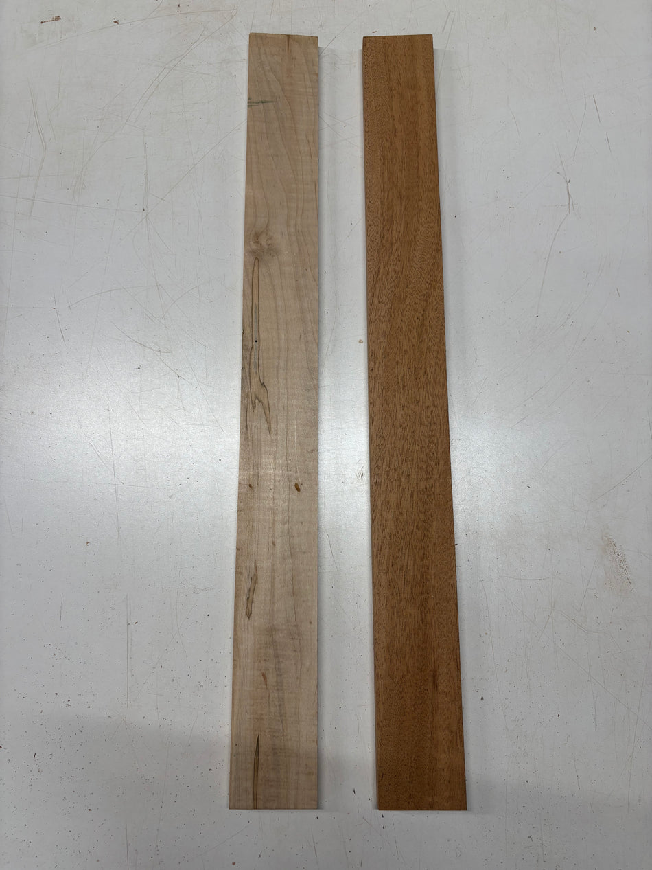 2 Pack, 2 Species Ambrosia Maple + African Mahogany Thin Stock Lumber  #7684 - Exotic Wood Zone