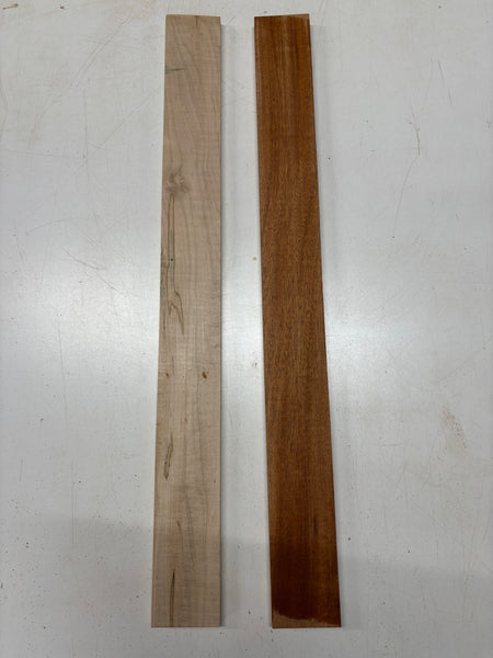 2 Pack, 2 Species Ambrosia Maple + African Mahogany Thin Stock Lumber  #7684 - Exotic Wood Zone