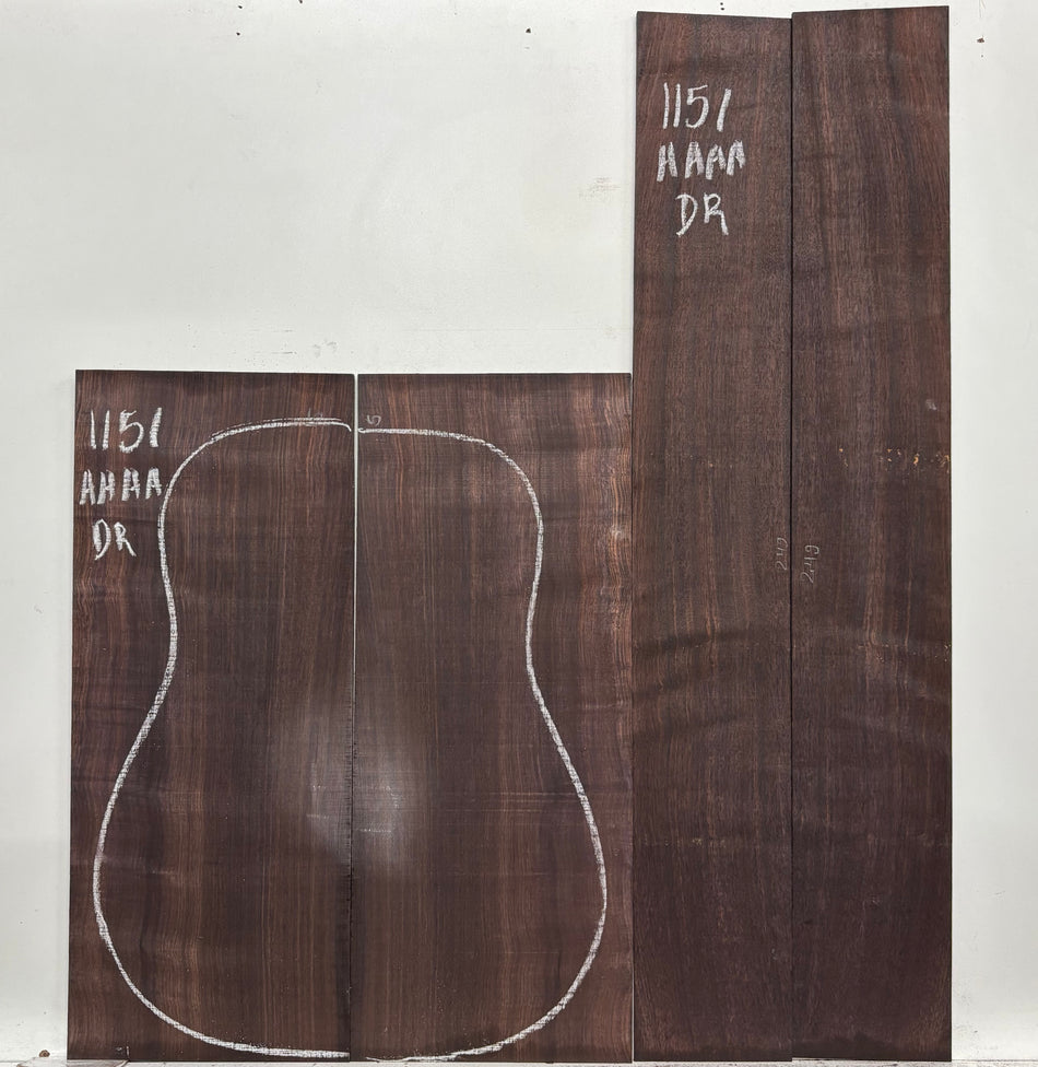 East Indian Rosewood Dreadnought AAAA Grade Guitar Back & Side Set #1151 - Exotic Wood Zone