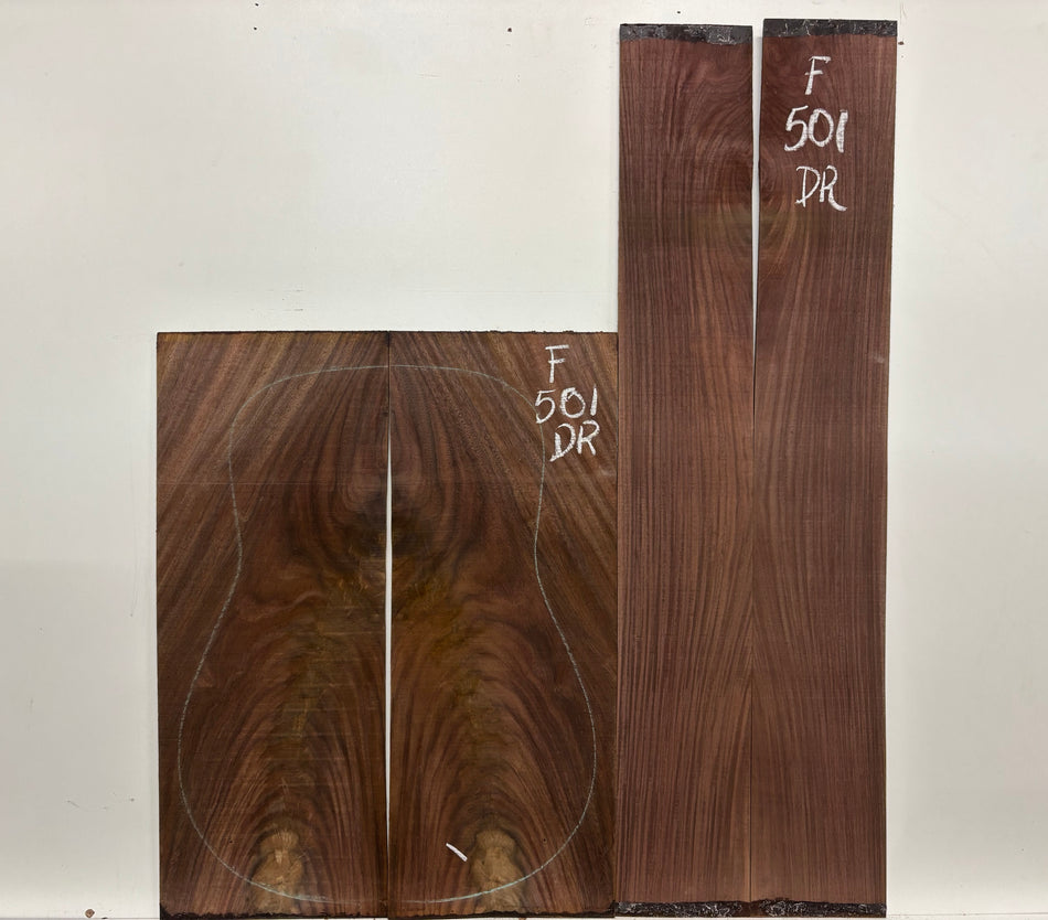 Figured Indian Rosewood Dreadnought Guitar Back & Side Set #501