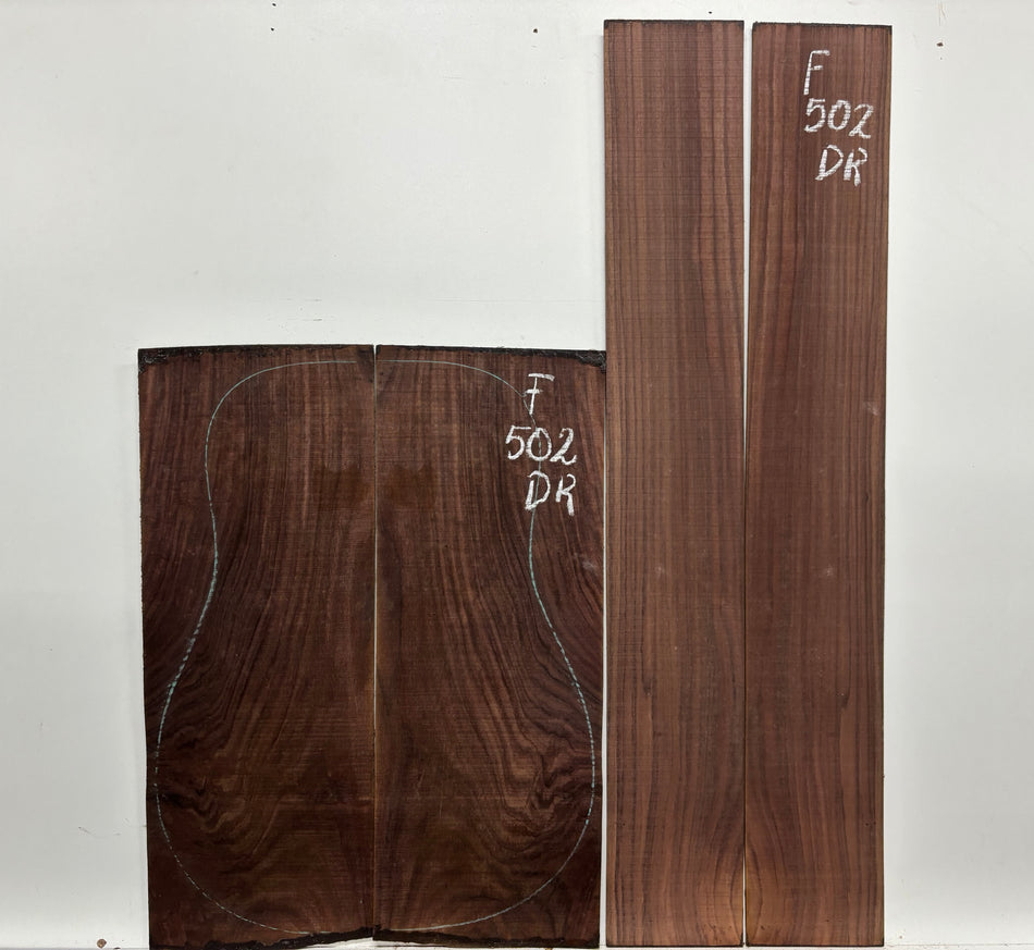 Figured Indian Rosewood Dreadnought Guitar Back & Side Set #502