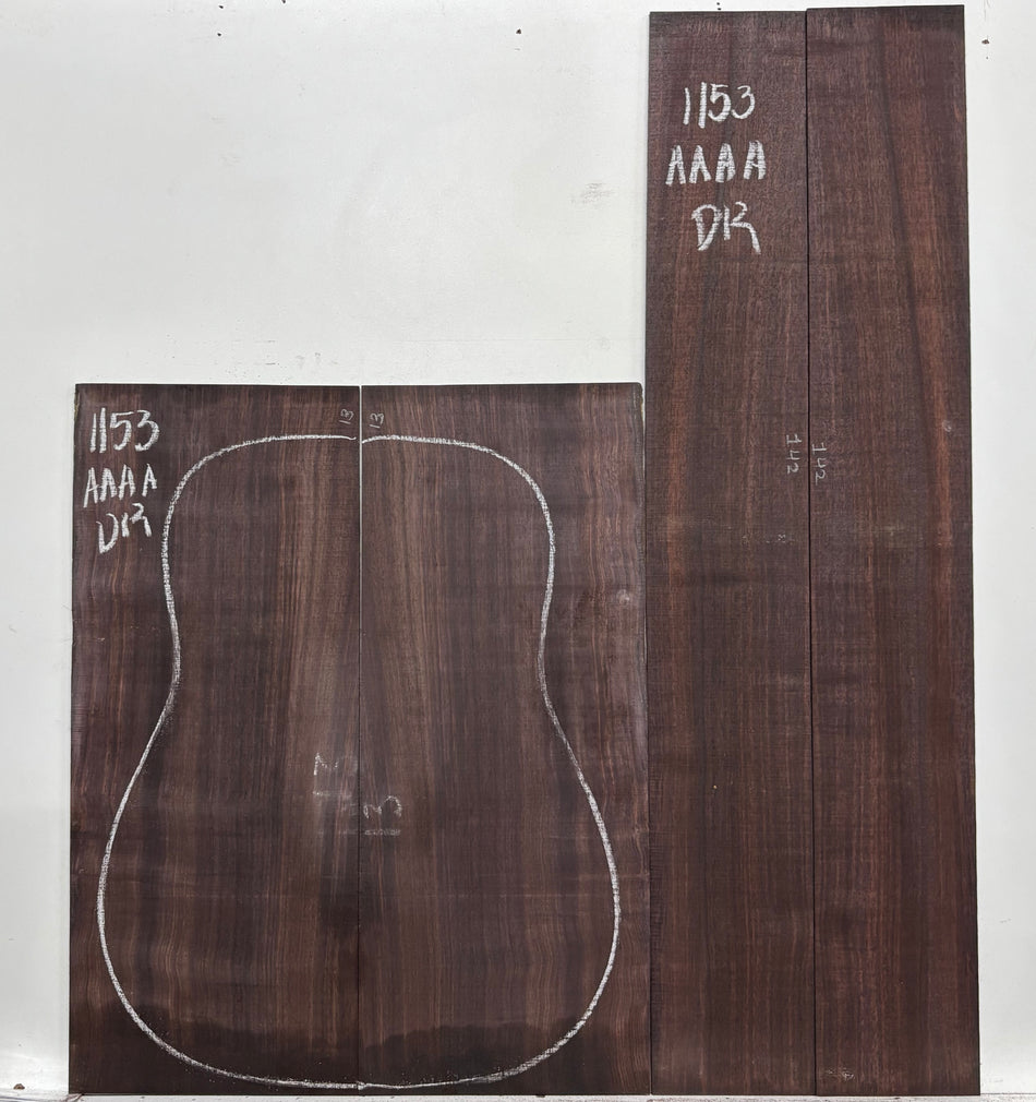 East Indian Rosewood Dreadnought AAAA Grade Guitar Back & Side Set #1153 - Exotic Wood Zone