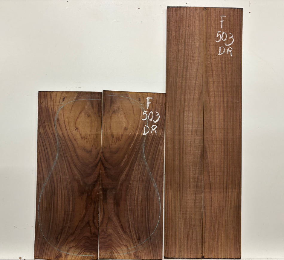 Figured Indian Rosewood Dreadnought Guitar Back & Side Set #503