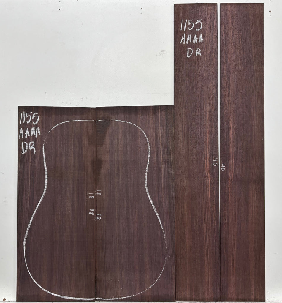 East Indian Rosewood Dreadnought AAAA Grade Guitar Back & Side Set #1155 - Exotic Wood Zone