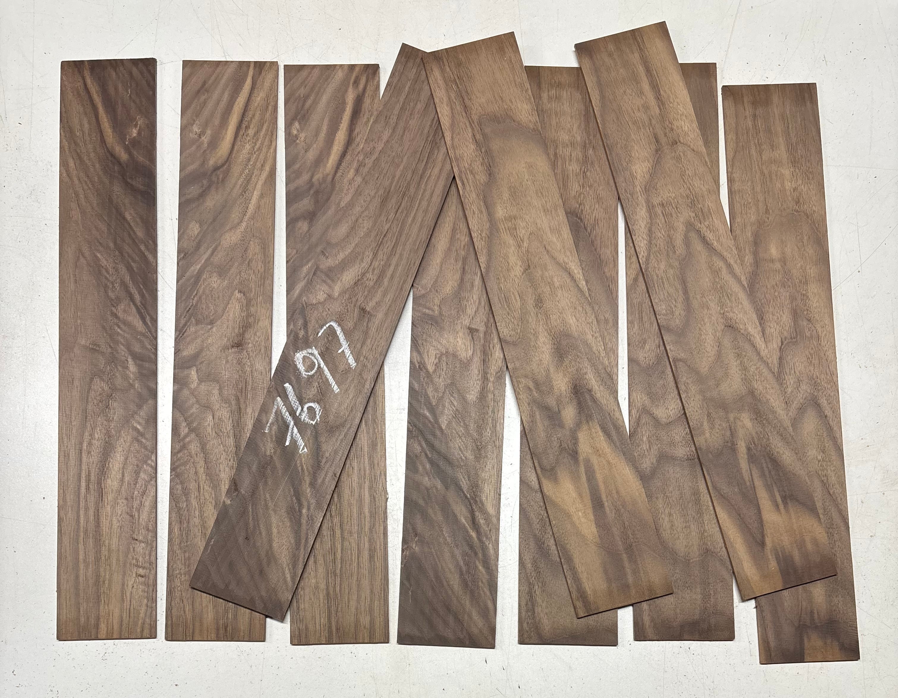 10 Pack, Figured Black Walnut Thin Stock Lumber 18"x3"x1/8"#7697 - Exotic Wood Zone