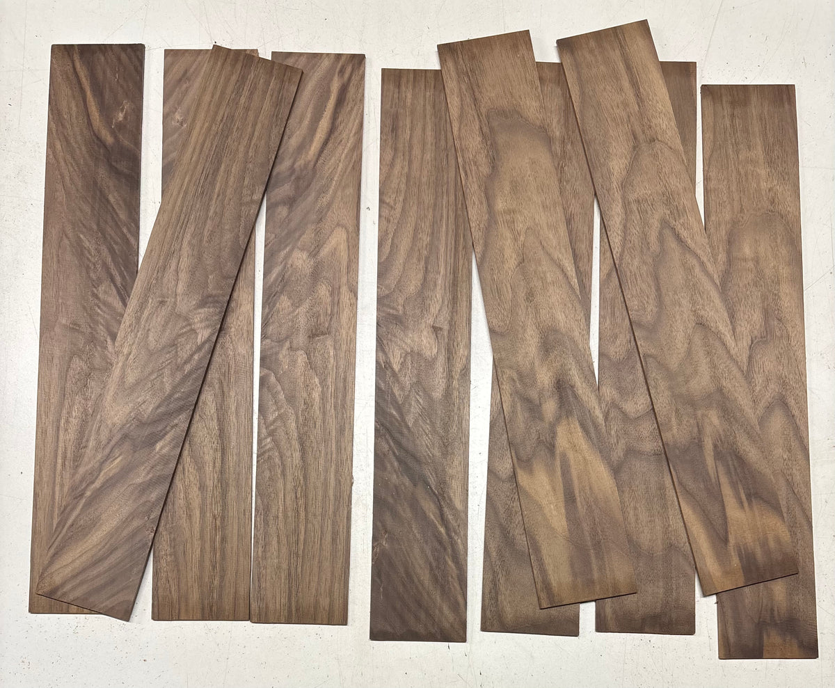 10 Pack, Figured Black Walnut Thin Stock Lumber 18"x3"x1/8"#7697 - Exotic Wood Zone