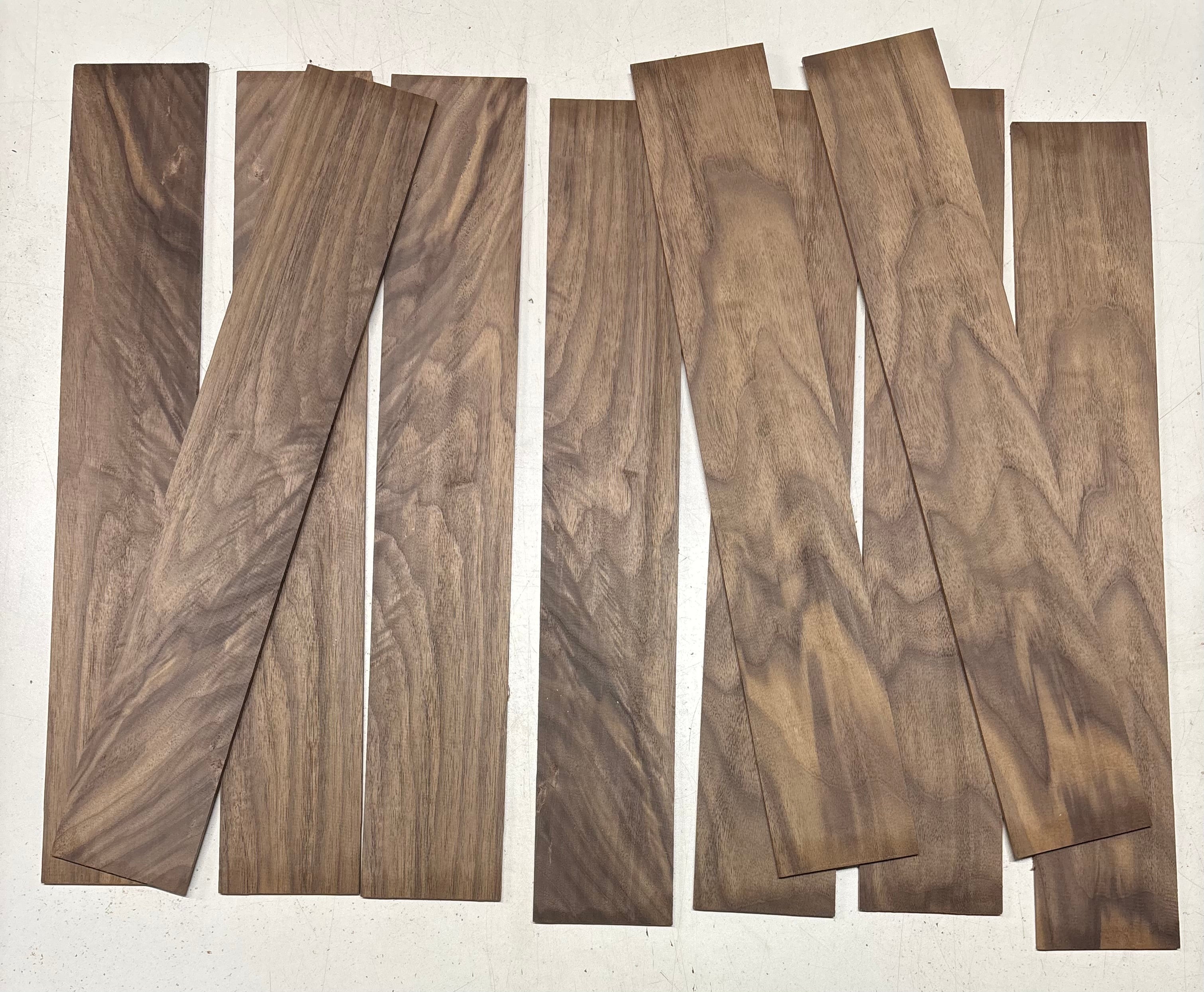 10 Pack, Figured Black Walnut Thin Stock Lumber 18"x3"x1/8"#7697 - Exotic Wood Zone