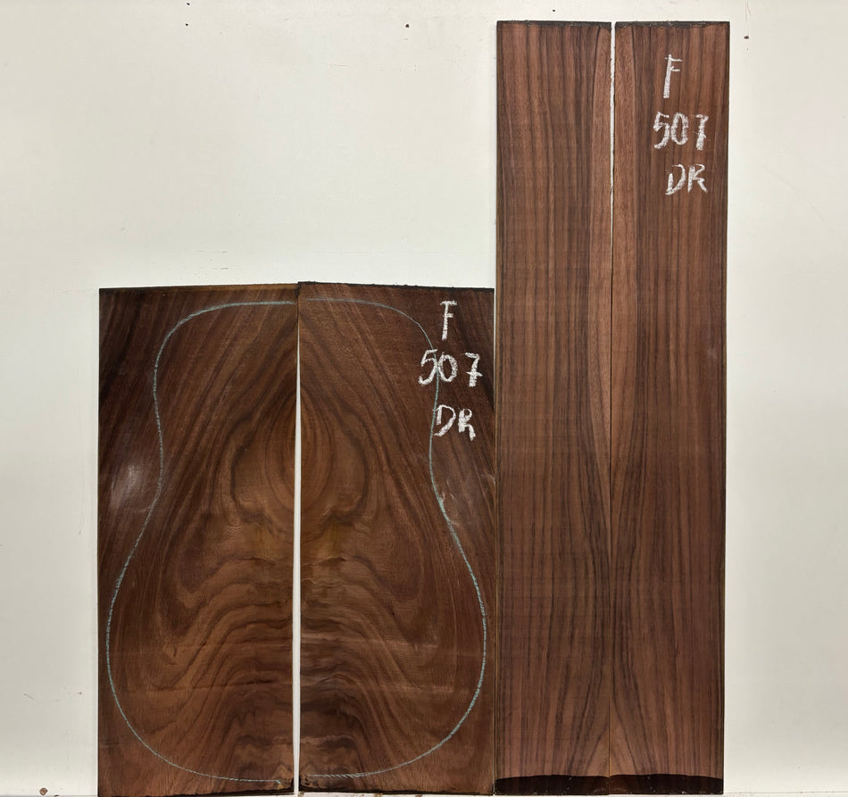 Juego de fondo y aros de guitarra de grado AAAA Dreadnought de palisandro de la India Oriental #61 