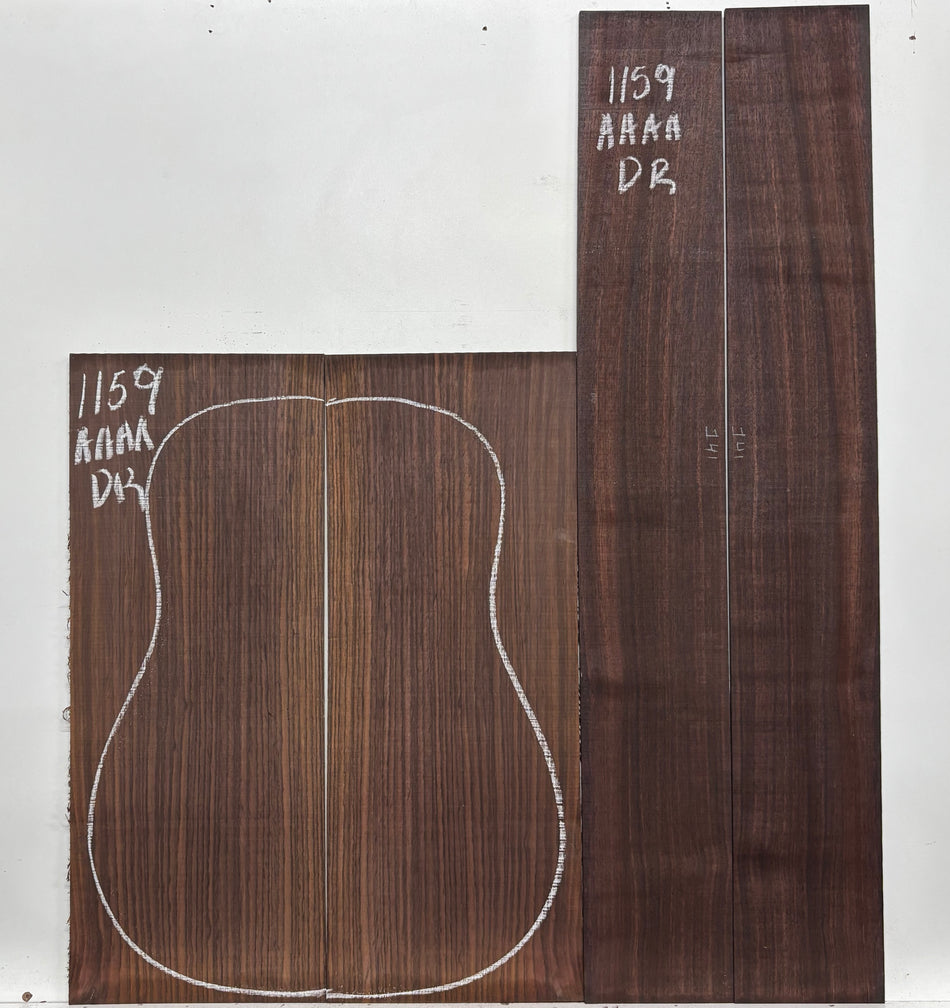 East Indian Rosewood Dreadnought AAAA Grade Guitar Back & Side Set #1159 - Exotic Wood Zone