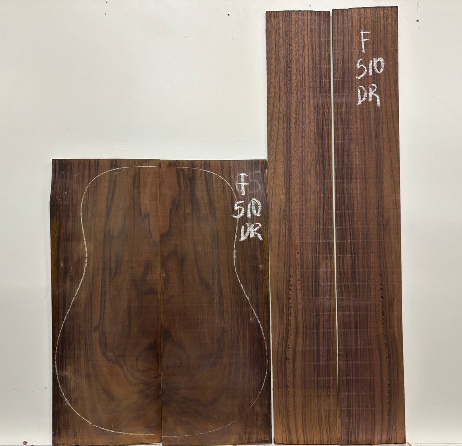 Juego de fondo y aros de guitarra de grado AAAA Dreadnought de palisandro de la India Oriental #61 