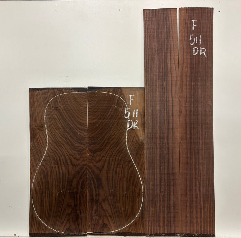 Juego de fondo y aros de guitarra de grado AAAA Dreadnought de palisandro de la India Oriental #61 