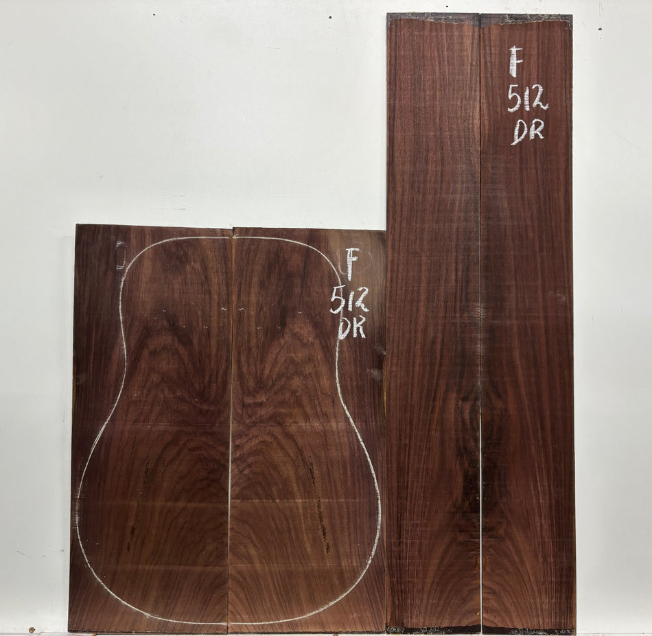 Juego de fondo y aros de guitarra de grado AAAA Dreadnought de palisandro de la India Oriental #61 