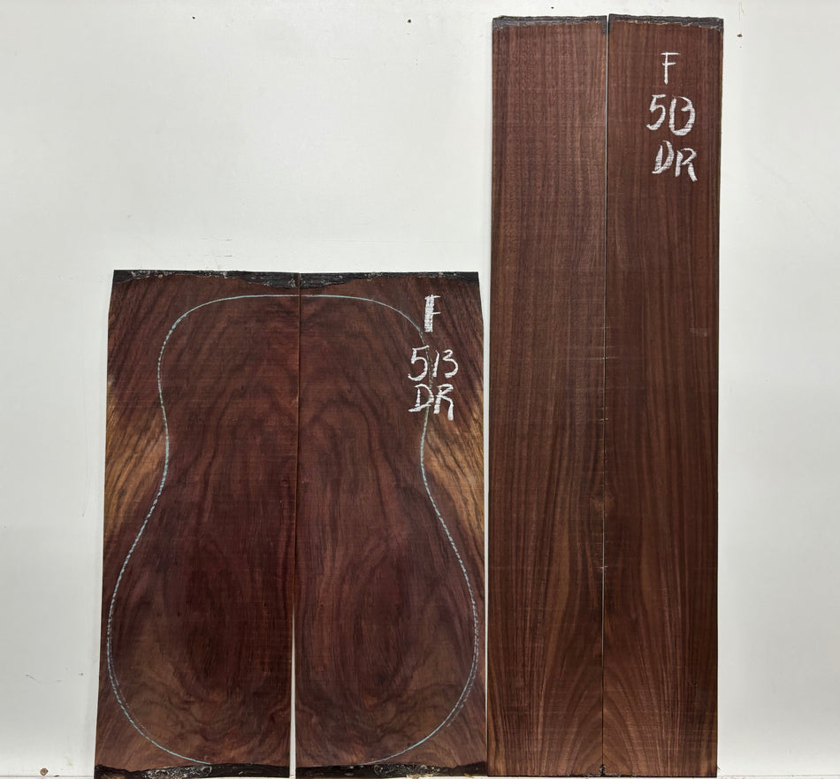 Juego de fondo y aros de guitarra de grado AAAA Dreadnought de palisandro de la India Oriental #61 