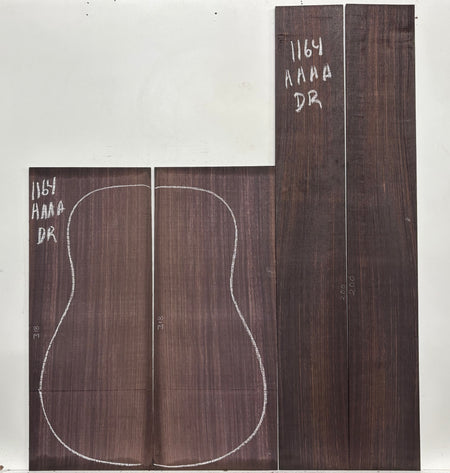 East Indian Rosewood Dreadnought AAAA Grade Guitar Back & Side Set #1164 - Exotic Wood Zone