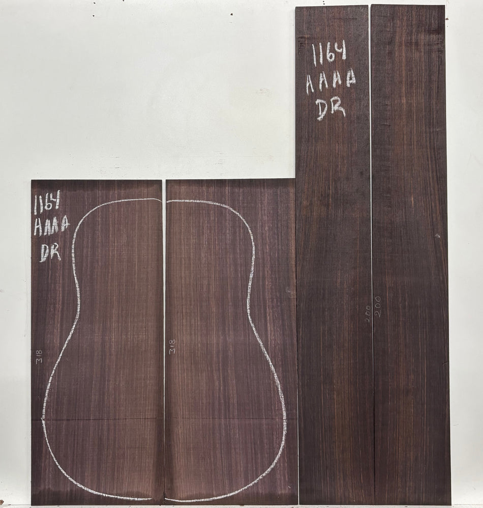 East Indian Rosewood Dreadnought AAAA Grade Guitar Back & Side Set #1164 - Exotic Wood Zone