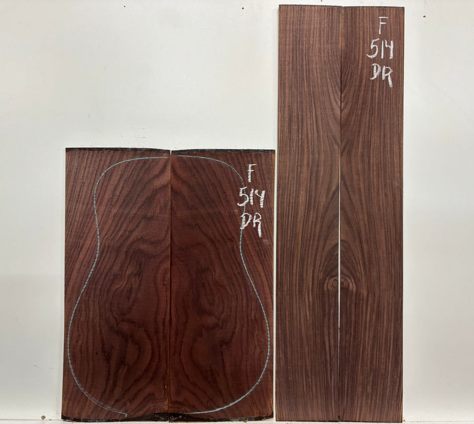 Juego de fondo y aros de guitarra de grado AAAA Dreadnought de palisandro de la India Oriental #61 