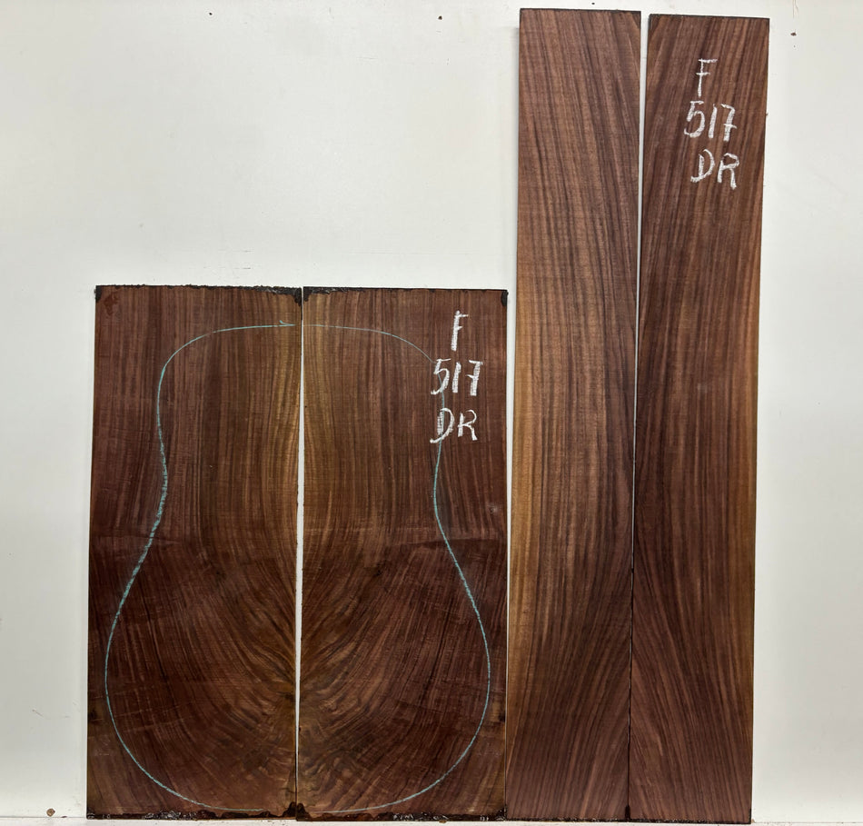 Juego de fondo y aros de guitarra de grado AAAA Dreadnought de palisandro de la India Oriental #61 