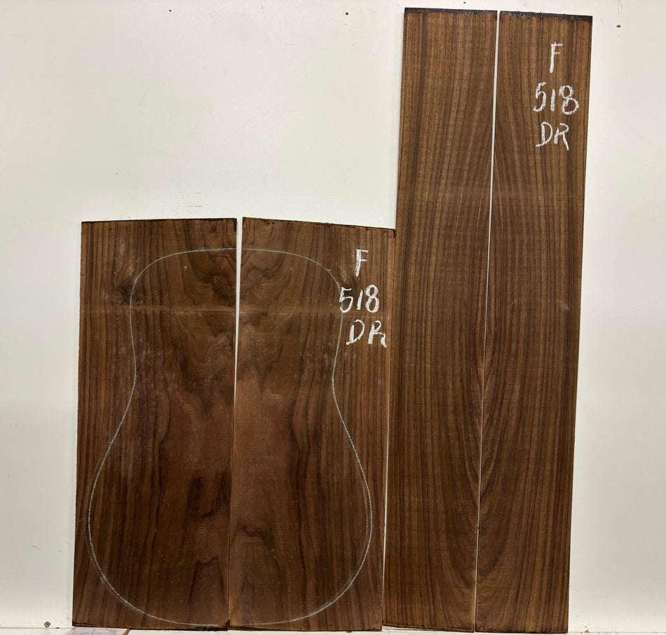 Juego de fondo y aros de guitarra de grado AAAA Dreadnought de palisandro de la India Oriental #61 