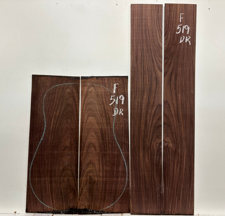 Juego de fondo y aros de guitarra de grado AAAA Dreadnought de palisandro de la India Oriental #61 