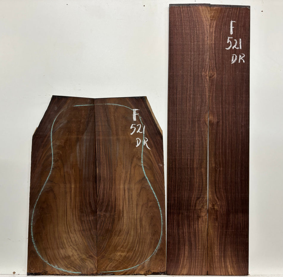 Juego de fondo y aros de guitarra de grado AAAA Dreadnought de palisandro de la India Oriental #61 