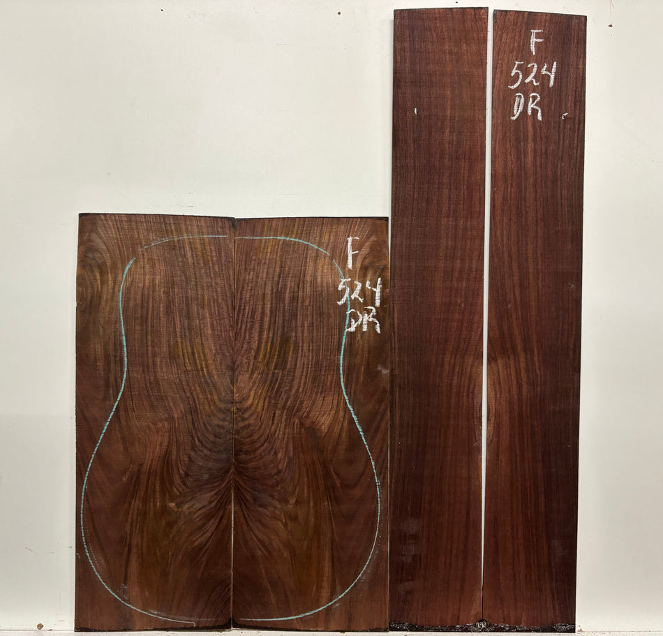 Juego de fondo y aros de guitarra de grado AAAA Dreadnought de palisandro de la India Oriental #61 