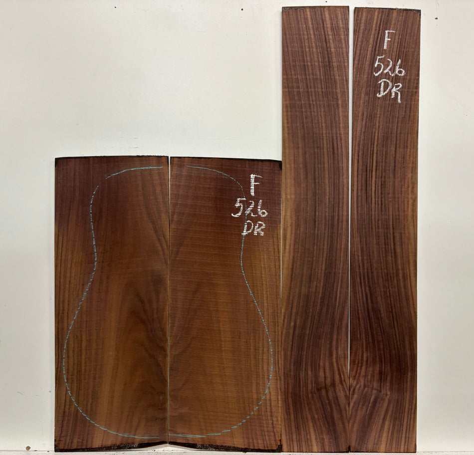 Juego de fondo y aros de guitarra de grado AAAA Dreadnought de palisandro de la India Oriental #61 