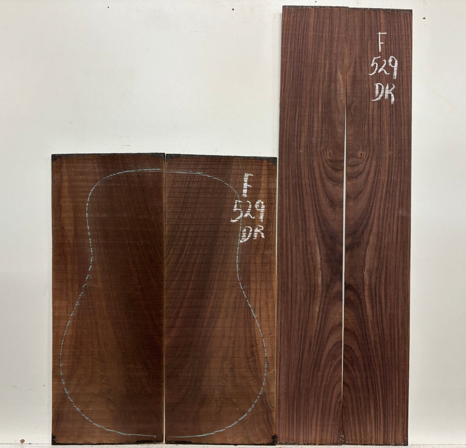 Juego de fondo y aros de guitarra de grado AAAA Dreadnought de palisandro de la India Oriental #61 