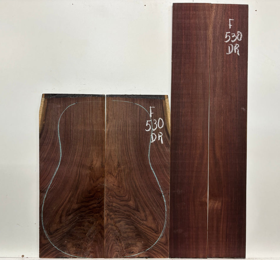 Juego de fondo y aros de guitarra de grado AAAA Dreadnought de palisandro de la India Oriental #61 