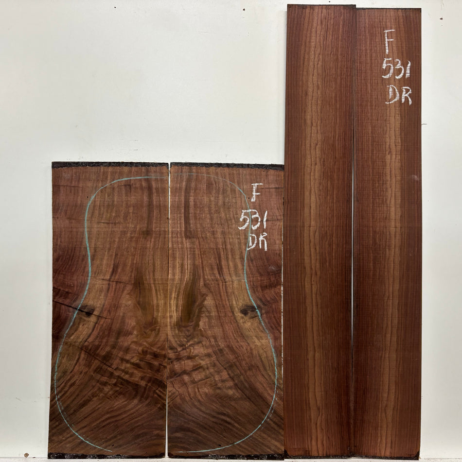 Juego de fondo y aros de guitarra de grado AAAA Dreadnought de palisandro de la India Oriental #61 