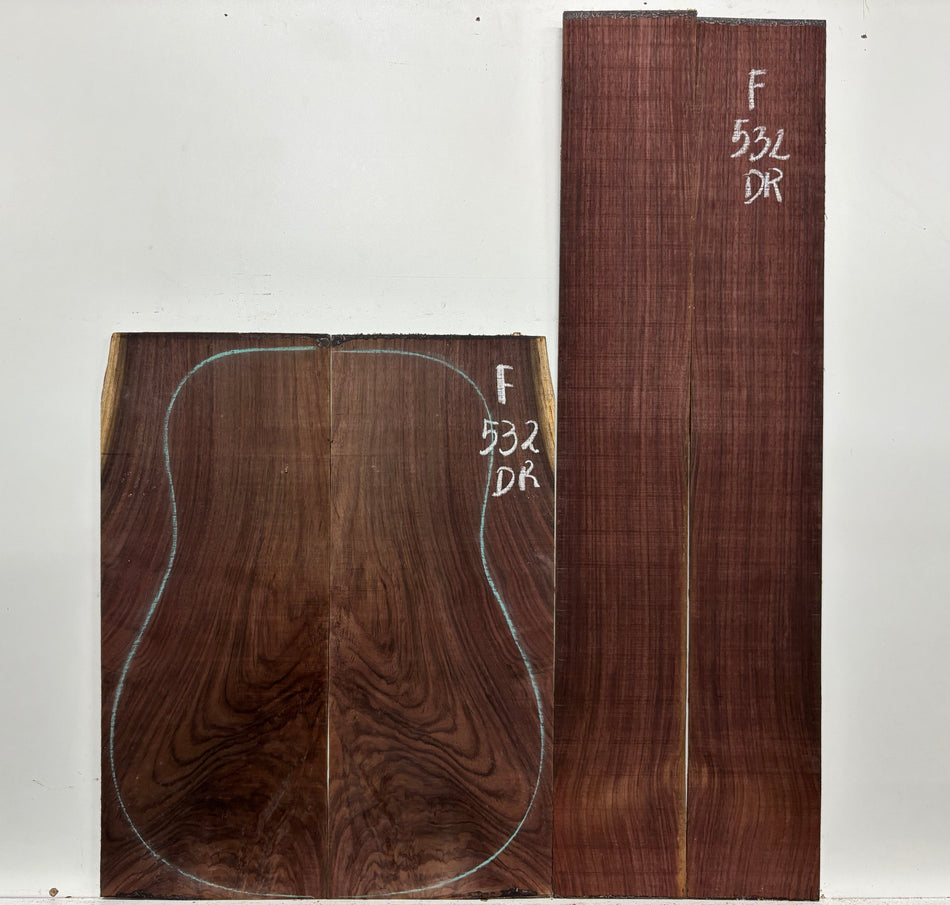 Juego de fondo y aros de guitarra de grado AAAA Dreadnought de palisandro de la India Oriental #61 