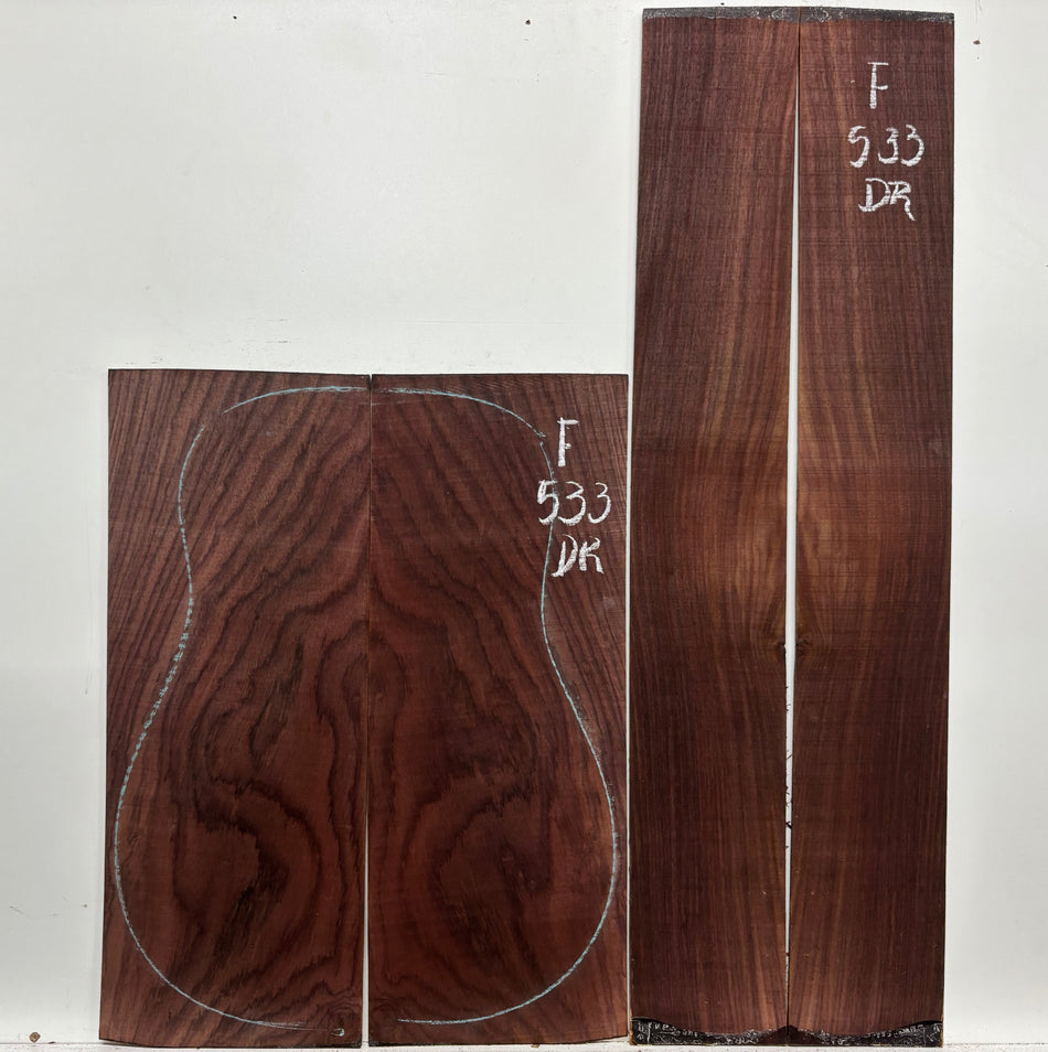 Juego de fondo y aros de guitarra de grado AAAA Dreadnought de palisandro de la India Oriental #61 