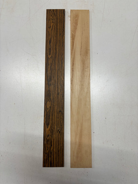 2 Pack, 2 Species Bocote + Basswood Thin Stock Lumber 24"x3"x1/4"#7751 - Exotic Wood Zone