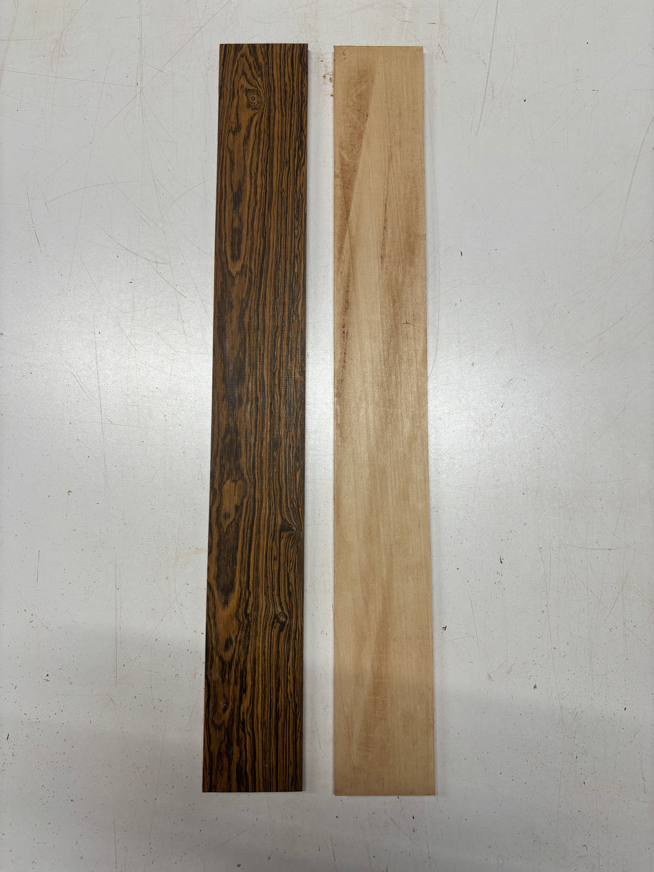 2 Pack, 2 Species Bocote + Basswood Thin Stock Lumber 24"x3"x1/4"#7751 - Exotic Wood Zone