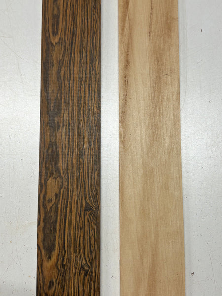 2 Pack, 2 Species Bocote + Basswood Thin Stock Lumber 24"x3"x1/4"#7751 - Exotic Wood Zone