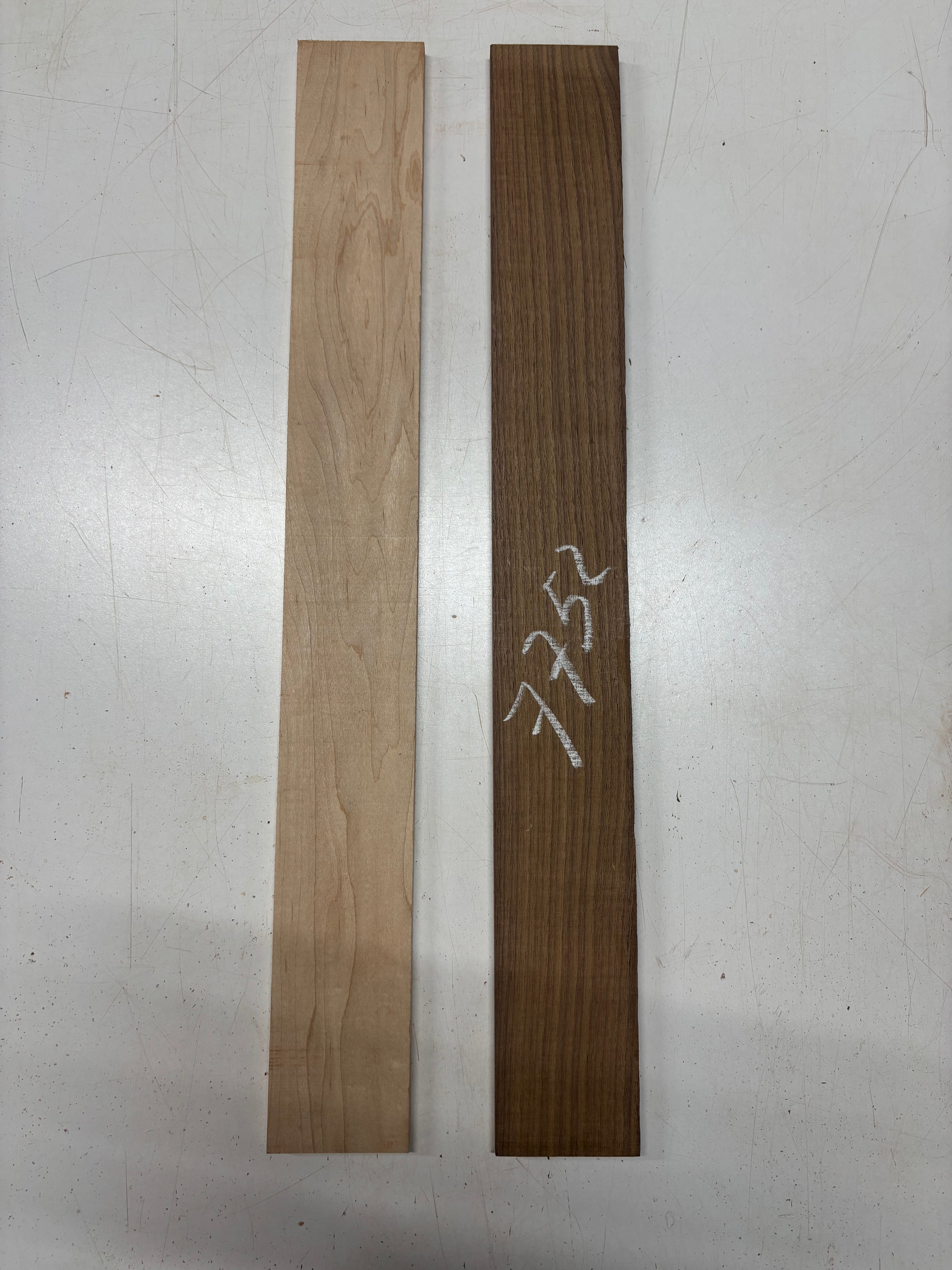 2 Pack, 2 Species Black Walnut + Hard Maple Fingerboard Blanks 25"x3"x3/8"#7752 - Exotic Wood Zone