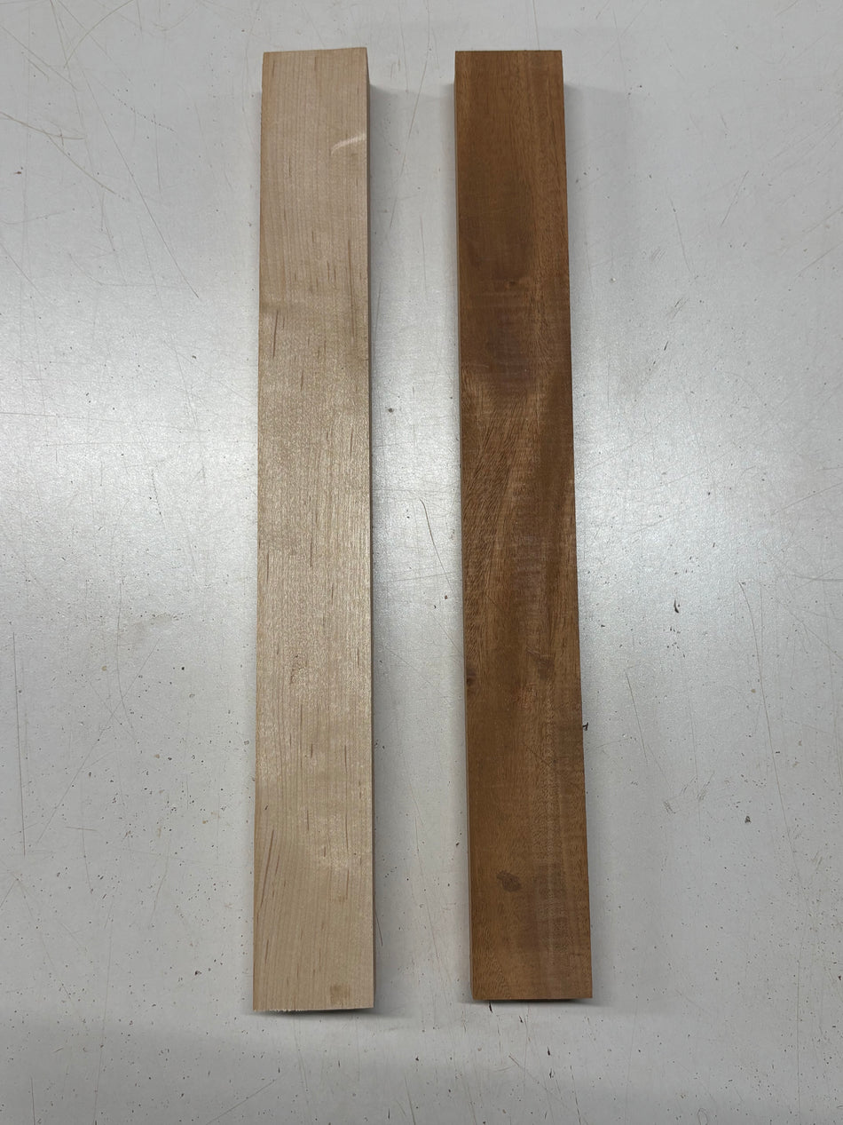2 Pack, 2 Species Mahogany + Hard Maple Thin Stock Lumber #7753 - Exotic Wood Zone
