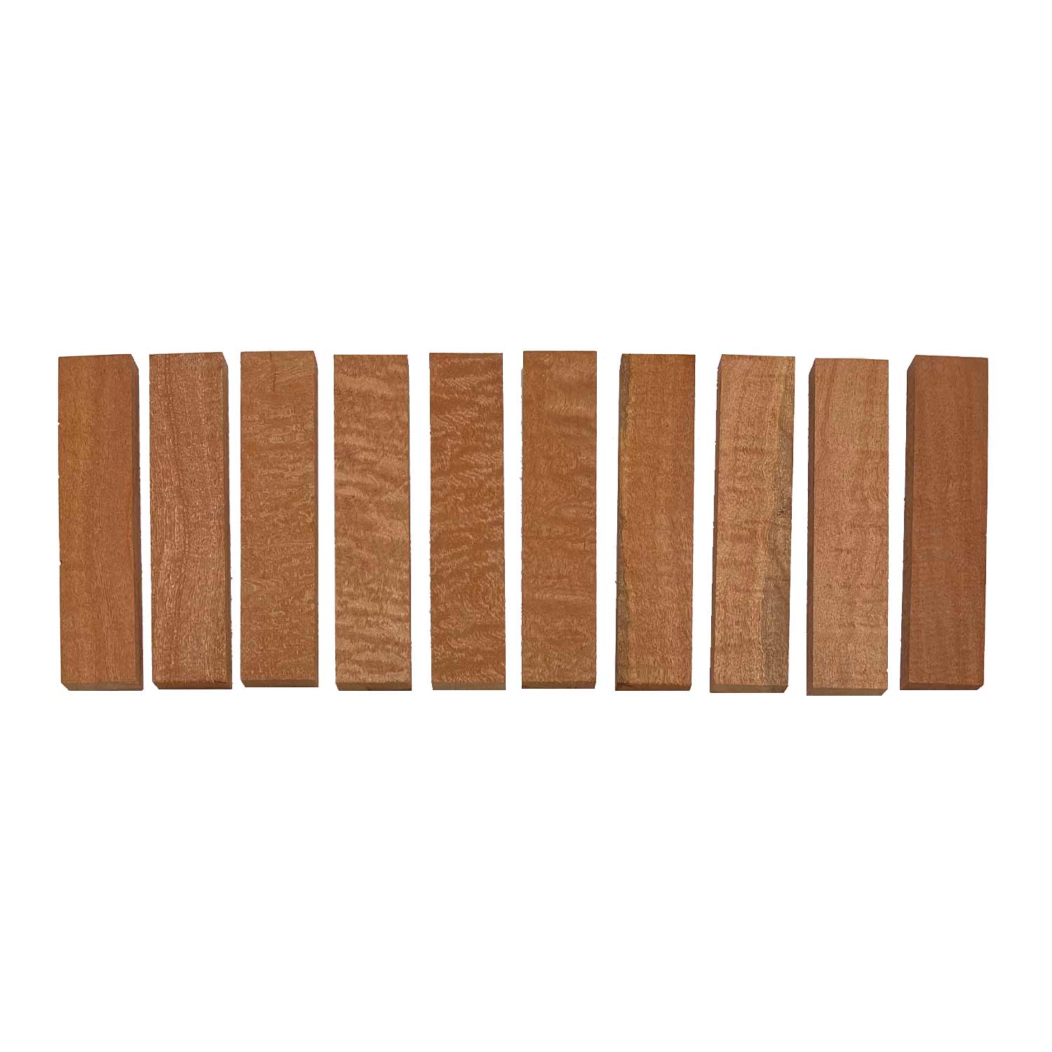 Pack of 10, Quilted Curly Sapele Wood Knife Blanks/Knife Scales 7&quot; x 1-1/2&quot; x 1/2&quot; - Exotic Wood Zone - Buy online Across USA 