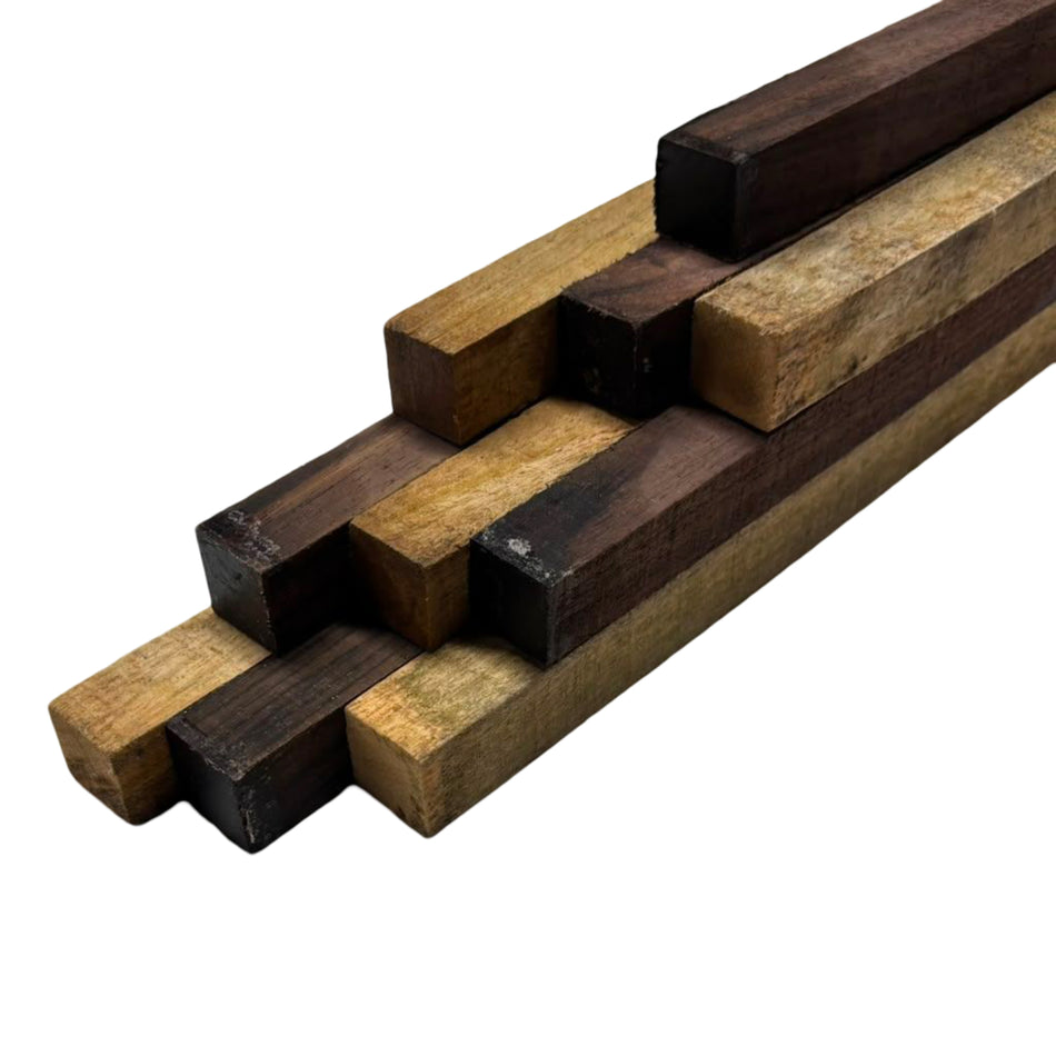 Combo Pack of 10, 3/4" Lumber Board | Cutting Board Blocks | Indian Rosewood, Mango – 1" x 1" x 12"
