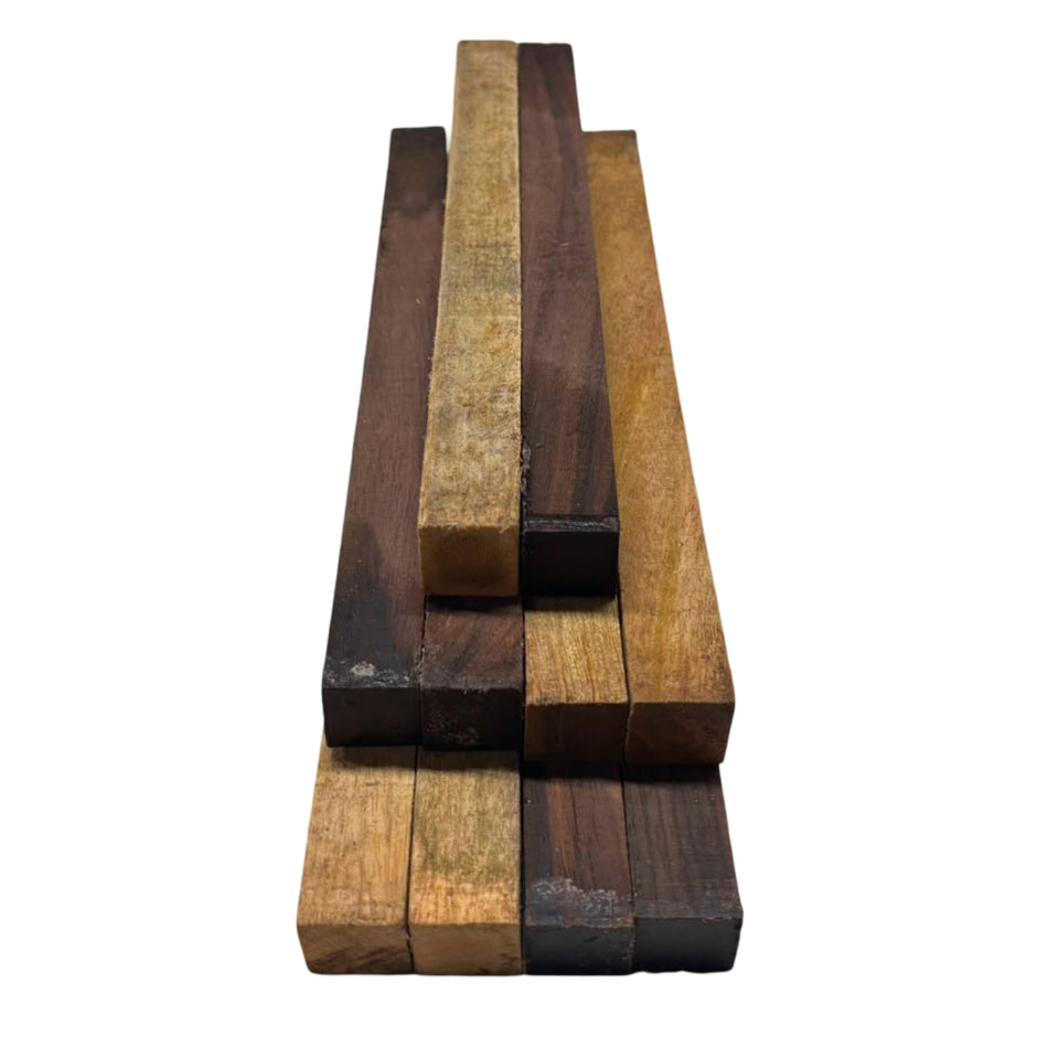 Combo Pack of 10, 3/4" Lumber Board | Cutting Board Blocks | Indian Rosewood, Mango – 1" x 1" x 12" Exotic Wood Zone 