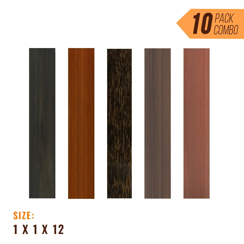 Combo Pack of 10, Turning Blanks/Hobbywood Blanks 1” x 1” x 12” (Padauk, Ebony, Bloodwood, Rosewood, Black Palm) - Exotic Wood Zone - Buy online Across USA 